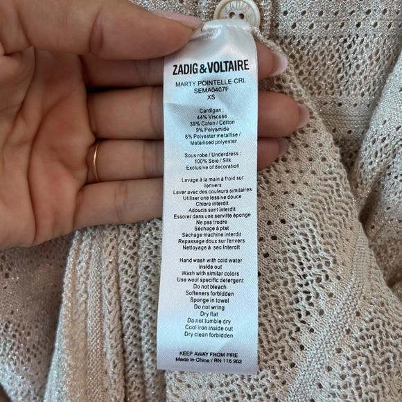 Zadig & Voltaire Marty Pointelle Knit Dress w/ 100% Silk Slip – XS - Picture 9 of 12